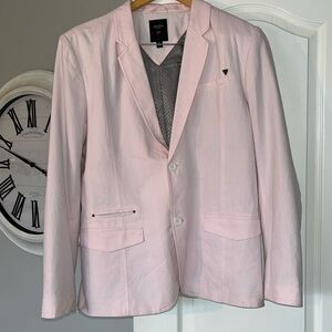 Guess Men’s Light Pink Blazer Jacket. Lined. Metal Guess Logo Size Large